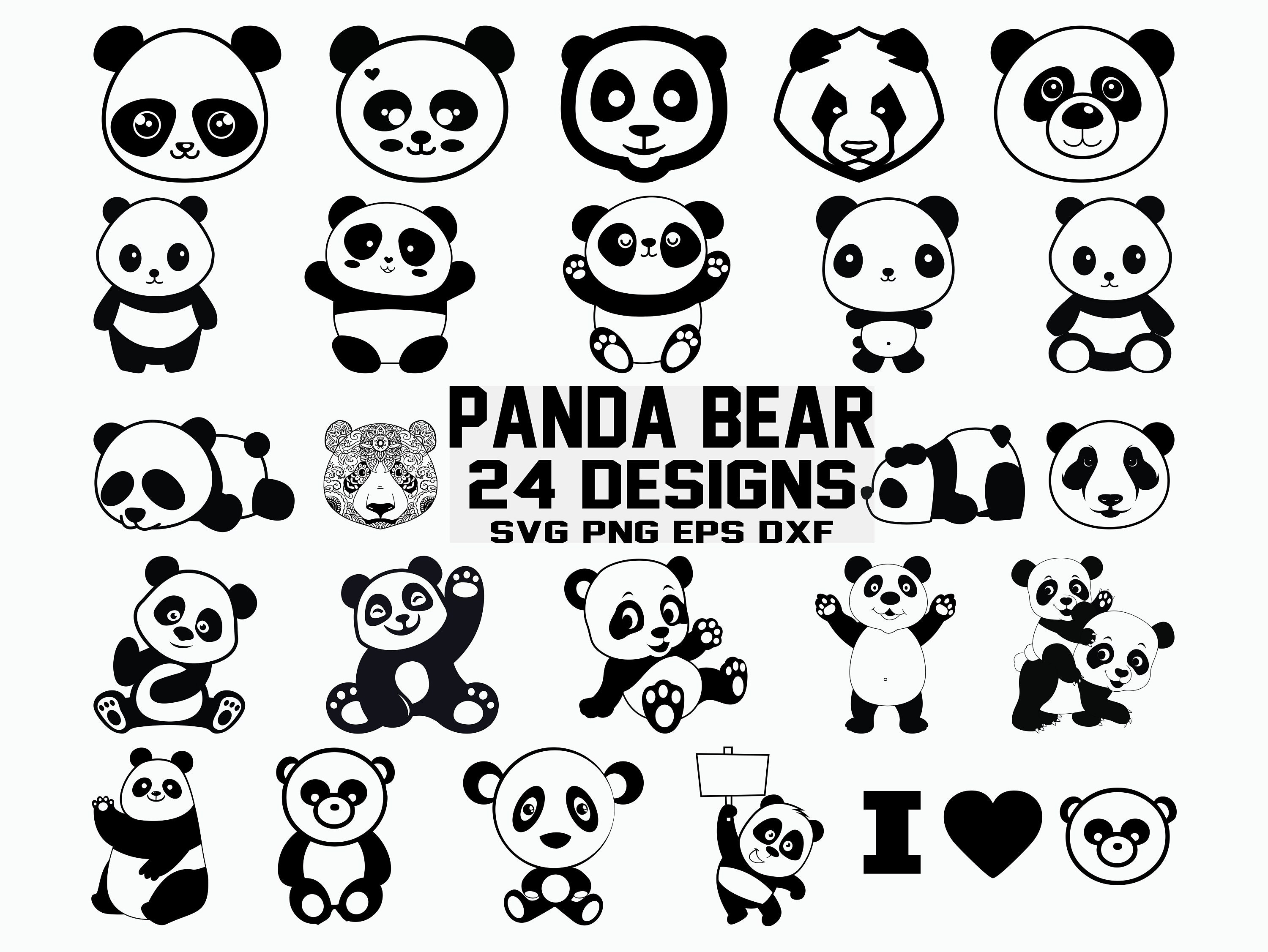 Cute Panda Bear Stroke PNG & SVG Design For T-Shirts