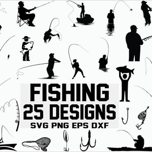 Pesca in formato SVG/pescatore in formato SVG/pesce in formato SVG/clipart/sagoma/file di taglio/cricut/file decalcomania/file digitale/file stencil