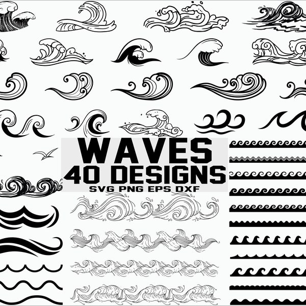 Wave SVG / Sea Waves svg/ Ocean Waves svg/ Clipart/ Cut Files For Silhouette/ Files for Cricut/ Wave Vector