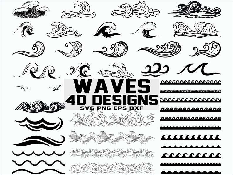 Wave SVG / Sea Waves svg/ Ocean Waves svg/ Clipart/ Cut Files For Silhouette/ Files for Cricut/ Wave Vector image 1