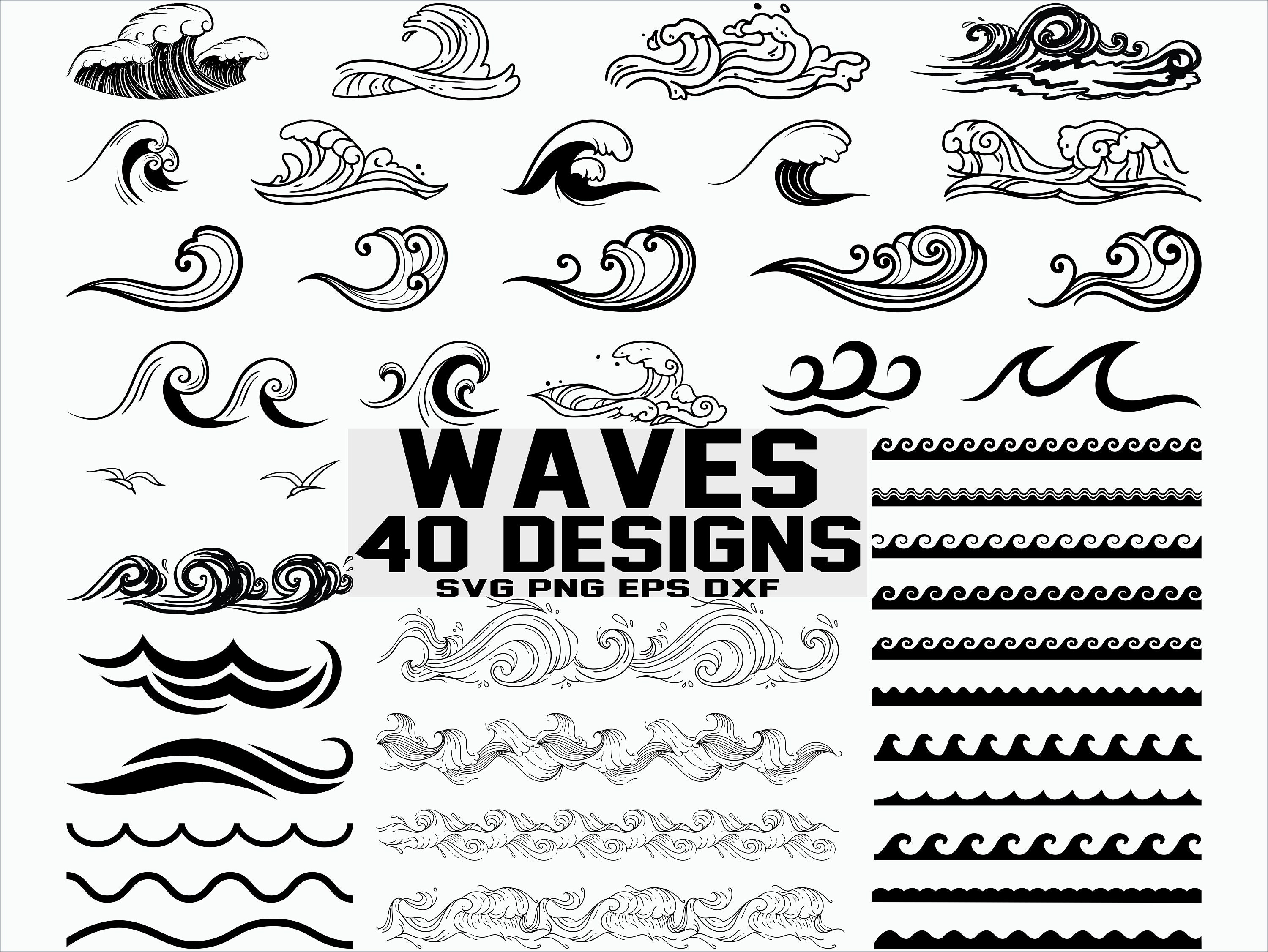 Download Wave Svg Sea Waves Svg Ocean Waves Svg Clipart Cut Files Etsy