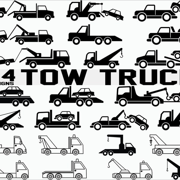 Tow Truck SVG Bundle/ Tow Truck SVG/ Tow Vehicle Svg/ Tow Truck Clipart/ Cut Files/ Silhouette/ Cricut/ Tow Truck Vector/ stencil/ vinyl