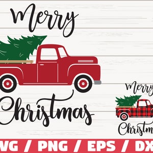 Christmas truck tree SVG / Merry Christmas SVG / Cricut / Cut File / Clip art / Silhouette / Truck tree retro vintage / Winter / Vector