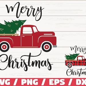 Christmas truck tree SVG / Merry Christmas SVG / Cricut / Cut File / Clip art / Silhouette / Truck tree retro vintage / Winter / Vector