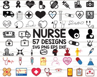 Nurse SVG / Stethoscope SVG / Nursing Svg / EPS / Png / Dxf / Cut file set for Cricut Design Space / Silhouette Studio / Digital Cut Files