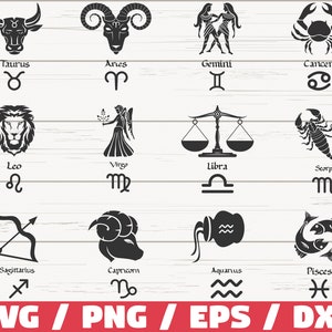 Signes astrologiques / Signes du zodiaque / Horoscope astrologique / Clipart / Fichier de coupe / Cricut / Vector