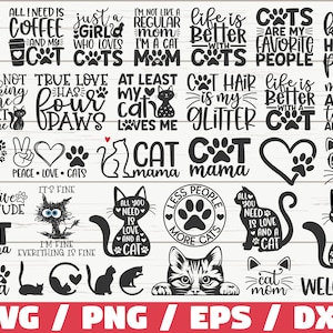 Bundle SVG maman chat 33 / fichiers coupés / clipart / utilisation commerciale / SVG maman chat / citations drôles de chat / amoureux des chats