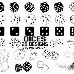 Dadi SVG / Gioco d'azzardo Svg / Clipart di dadi / Taglia File / Cricut / Vettore / Dxf / Png / Eps