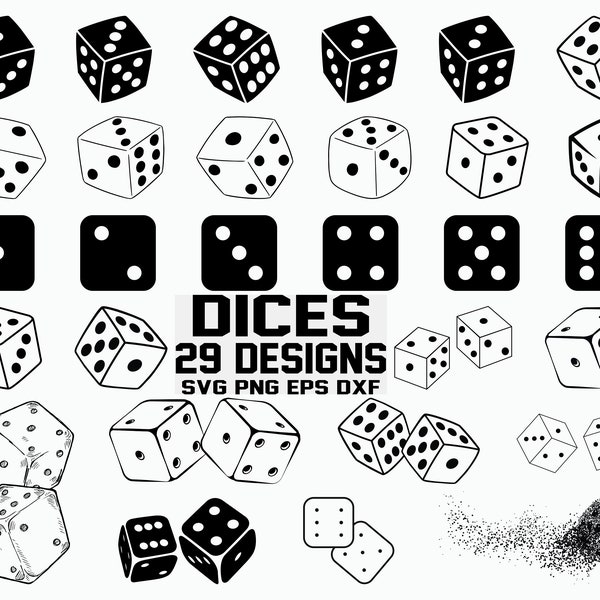 Dés SVG / jeu Svg / Dice Clipart / couper fichier / Cricut / Vector / Dxf / Png / Eps