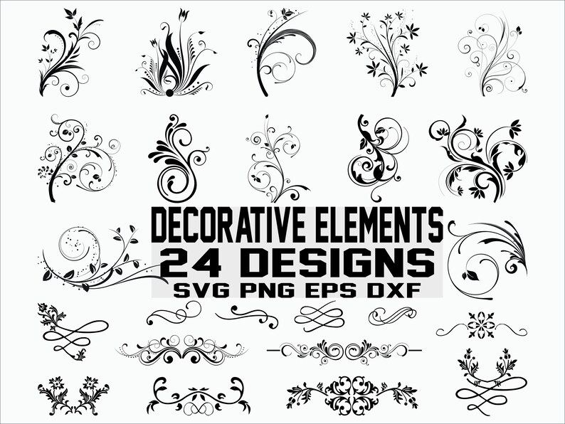 Download Decorative Ornaments Svg Vine Svg Swirls Svg Clipart Cut Files Cricut Silhouette Vector Clip Art Art Collectibles