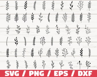 61 Leaf svg file/ Leaves svg file/ Branches svg file/ Leaves clipart/ Leaf cricut/ Hand drawn leaves/ Leaf silhouette/ Plant/ Cut file