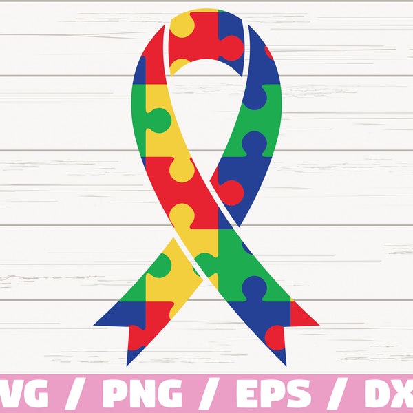 Autism Ribbon SVG /  Cut Files / Commercial use / Cricut / Clip art / Autism Awareness SVG / Printable / Vector / Autism SVG / Dxf