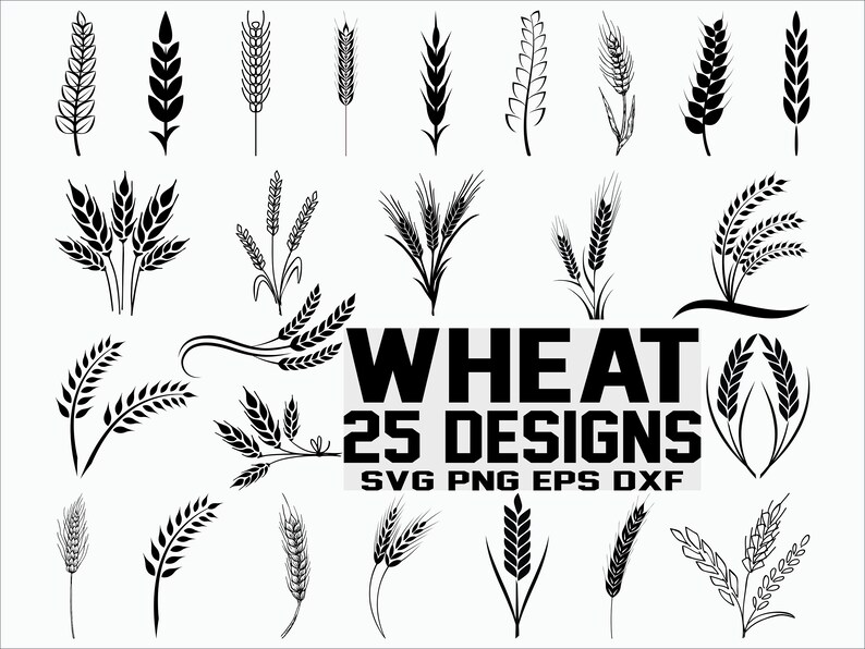 Download Wheat Svg Grain Svg Wheat Clipart Cut Files Cricut Silhouette Vector Clip Art Art Collectibles
