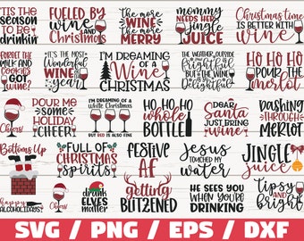 Christmas Wine SVG Bundle / Funny Christmas SVG / Cut File / Cricut / Clip art / Commercial Use / Holiday SVG / Christmas Sayings Quotes