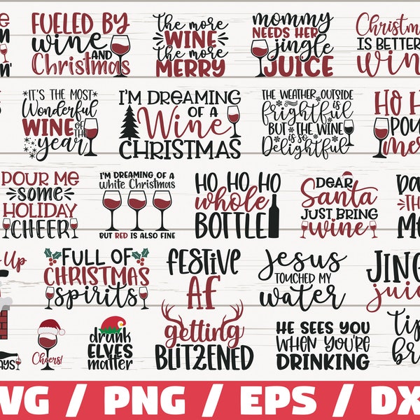 Christmas Wine SVG Bundle / Funny Christmas SVG / Cut File / Cricut / Clip art / Commercial Use / Holiday SVG / Christmas Sayings Quotes