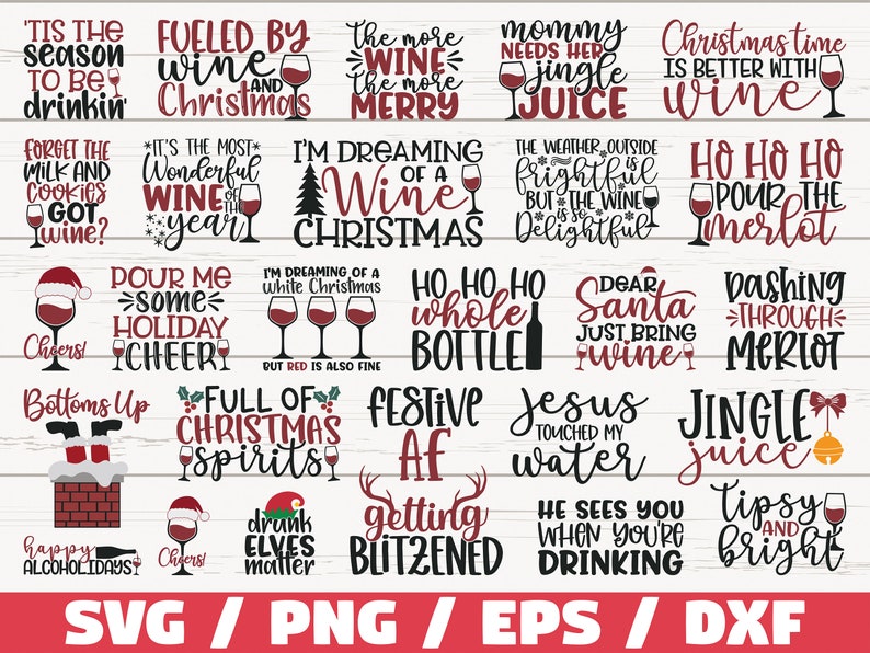 Christmas Wine SVG Bundle / Funny Christmas SVG / Cut File / Cricut / Clip art / Commercial Use / Holiday SVG / Christmas Sayings Quotes image 1