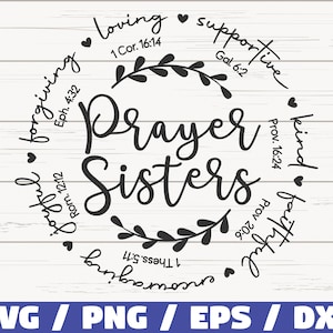 Hermanas de oración SVG / Versículo bíblico SVG / Archivo de corte / Cricut / Inspiración cristiana SVG / Descarga instantánea
