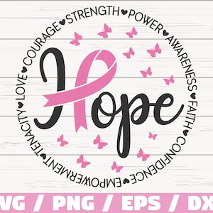 Brustkrebs SVG / Hope Ribbon SVG / Cut File / Cricut / Kommerzielle Nutzung / Silhouette / Clip Art / Cancer Awareness SVG