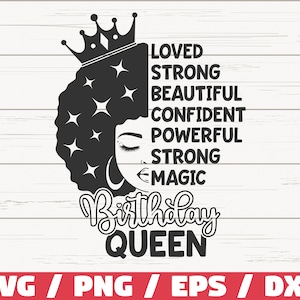 Buon Compleanno SVG / Compleanno Regina SVG / Taglia File / Cricut / Uso commerciale / Silhouette / Donna Afro SVG