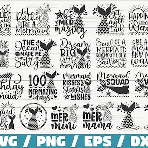 Mermaid SVG Bundle / Cut Files / Commercial use / Cricut / Clip art / Mermaid Tail / Printable / Vector / Summer SVG / Vacation SVG