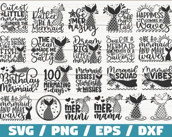 Mermaid SVG Bundle / Cut Files / Commercial use / Cricut / Clip art / Mermaid Tail / Printable / Vector / Summer SVG / Vacation SVG