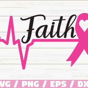 Geloof Heartbeat Ribbon SVG/Borstkanker SVG/Kanker Survivor SVG/Commercieel gebruik/Cut-bestand/Cricut/Silhouet/Vector