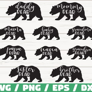 Bear family SVG / Mama bear SVG / Papa bear SVG / Clip art / Silhouette/ Cricut / Baby / Sister / Brother / Nana / Daddy / Commercial use