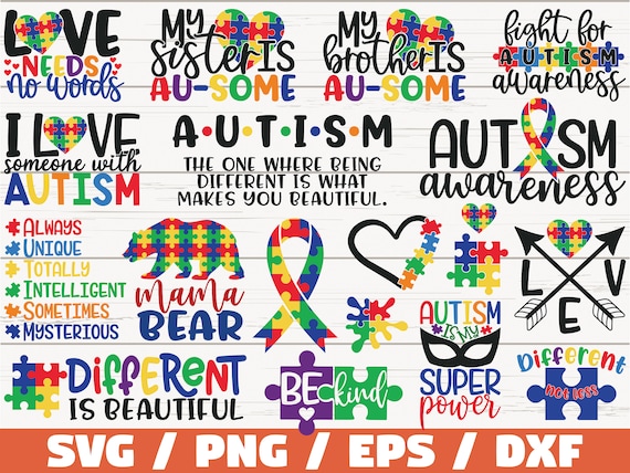 Autism Svg Bundle Cut Files Commercial Use Cricut Etsy