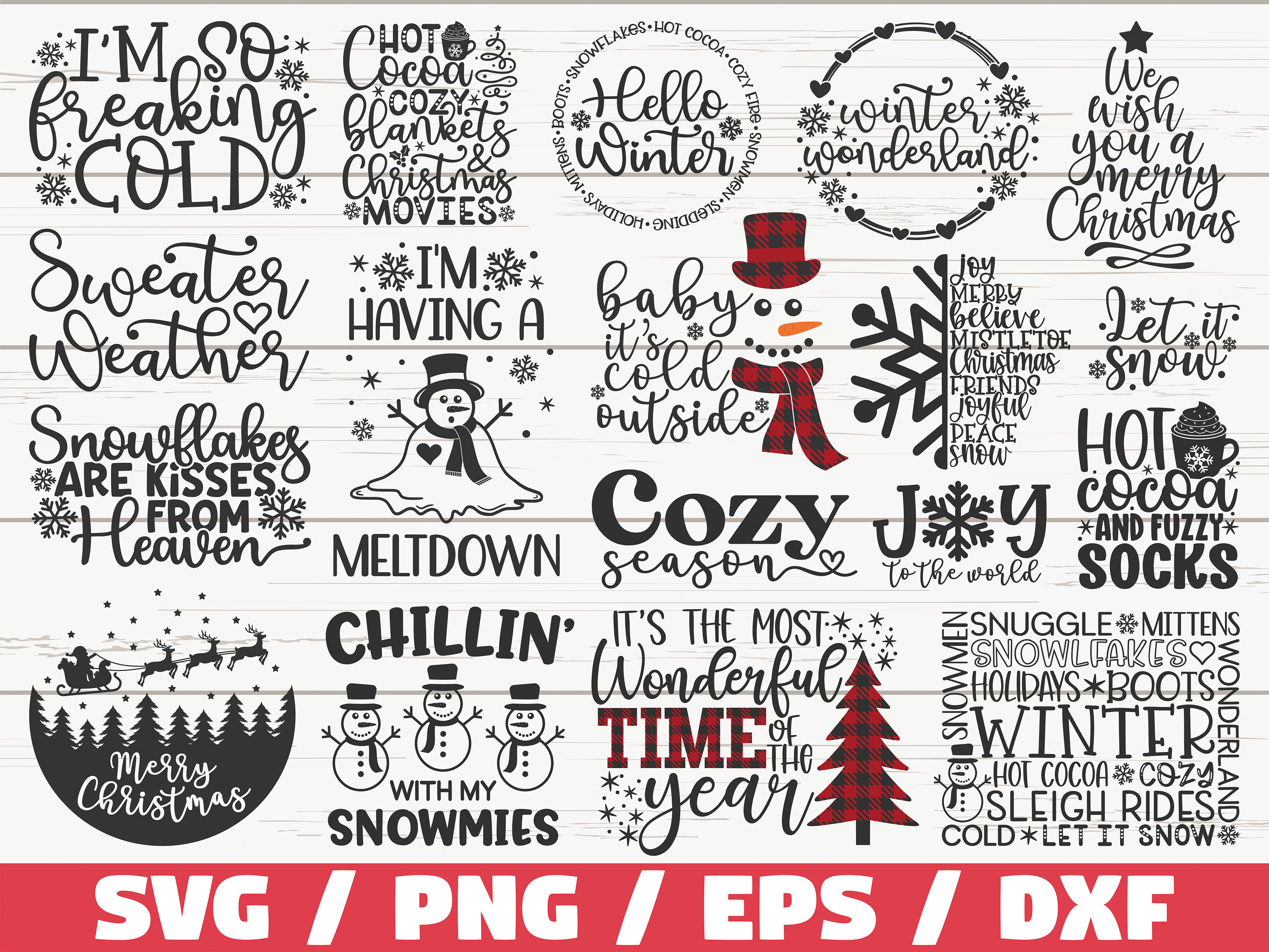 Winter SVG Bundle / Holidays SVG / Cut File / Cricut / Clip Art ...