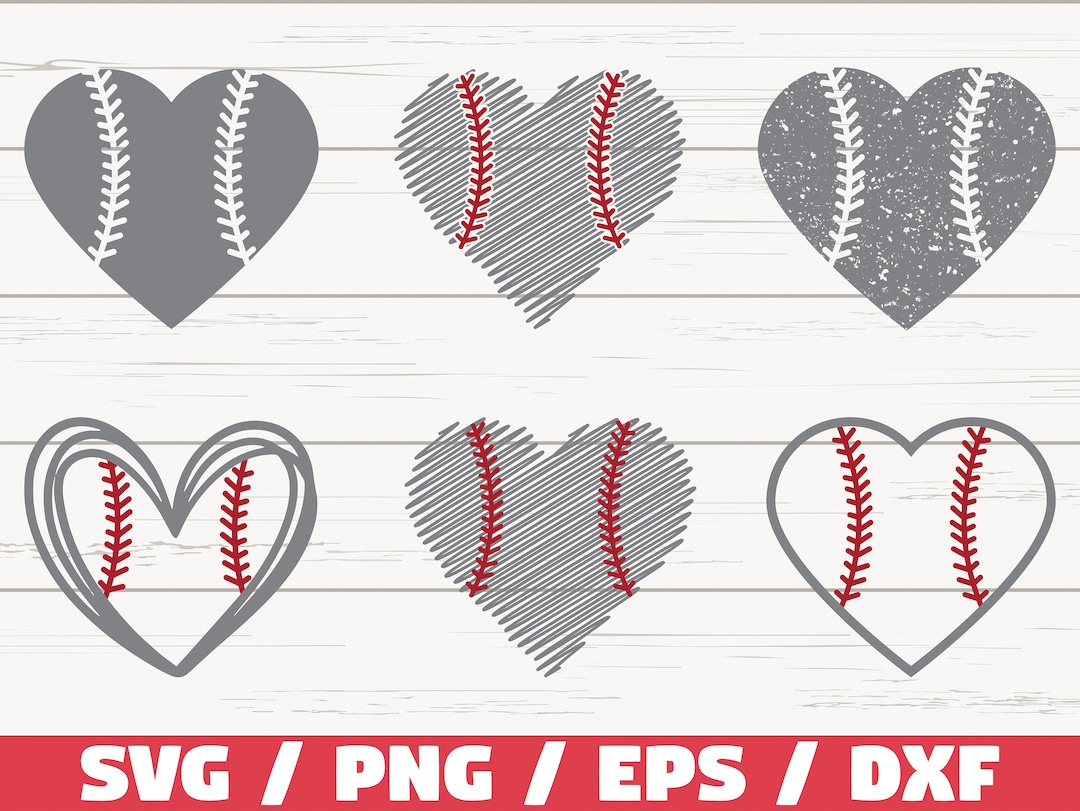 Baseball Heart SVG / Softball Heart SVG / Cricut / Cut File / Silhouette / Distressed / Baseball