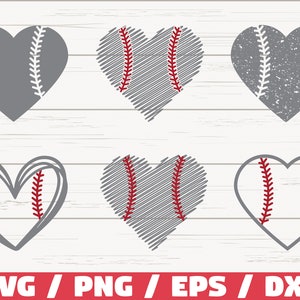 Baseball Heart SVG / Softball Heart SVG / Cricut / Cut File / Silhouette / Distressed / Baseball SVG / Dxf /Vector