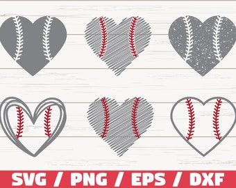 Baseball Heart SVG / Softball Heart SVG / Cricut / Cut File / Silhouette / Distressed / Baseball SVG / Dxf /Vector