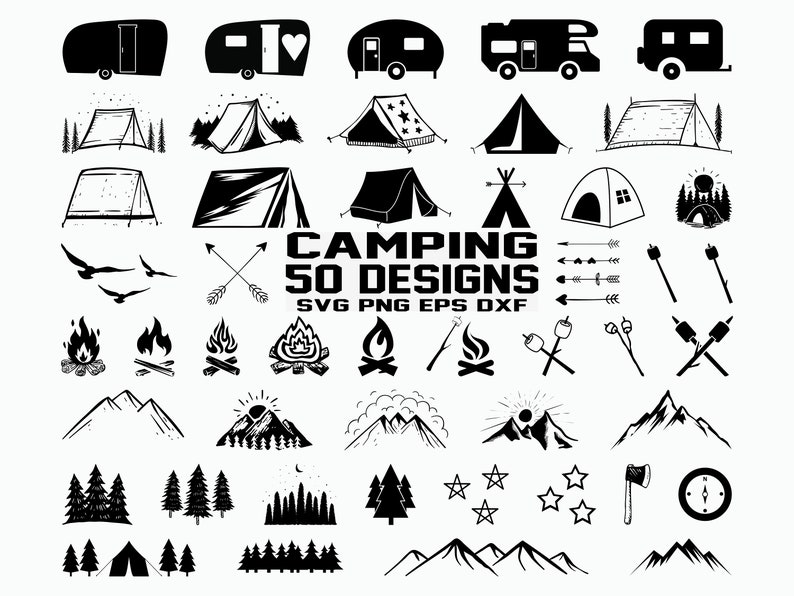 Download Camping Svg Bundle Camper Svg Summer Svg Campfire Svg Camping Clipart Cricut Cut Files Silhouette Vector Clip Art Art Collectibles Delage Com Br