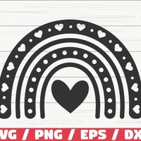 Boho Rainbow Love Hearts Svg Bundle Cute Rainbow Printable Digital ...