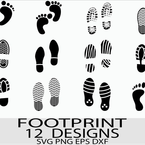 Footprint SVG/ Footprint SVG file/ Foot Svg/ Footprint Cut File/ Footstep Svg/ Foot Print/ Png/ Dxf/ Cricut Cut File/ Silhouette Cut File