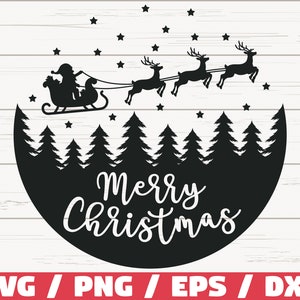 Feliz Natal SVG / Cena de Natal com Papai Noel SVG / Arquivo de corte / Cricut / Uso comercial / Silhueta / Arquivo DXF / Decoração de Natal