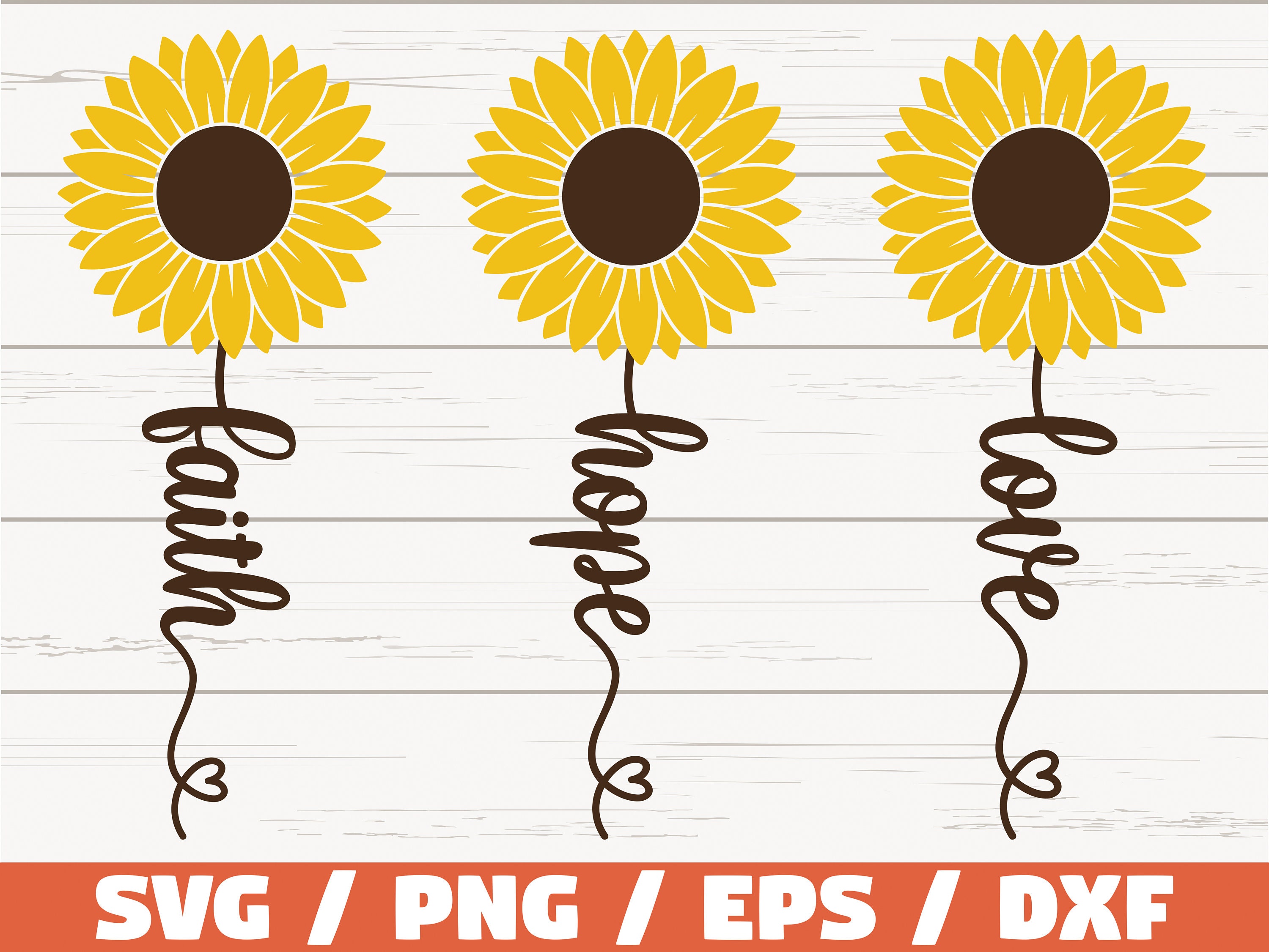 Faith Hope Love SVG / Sunflower SVG / Cut File / Cricut / Commercial ...