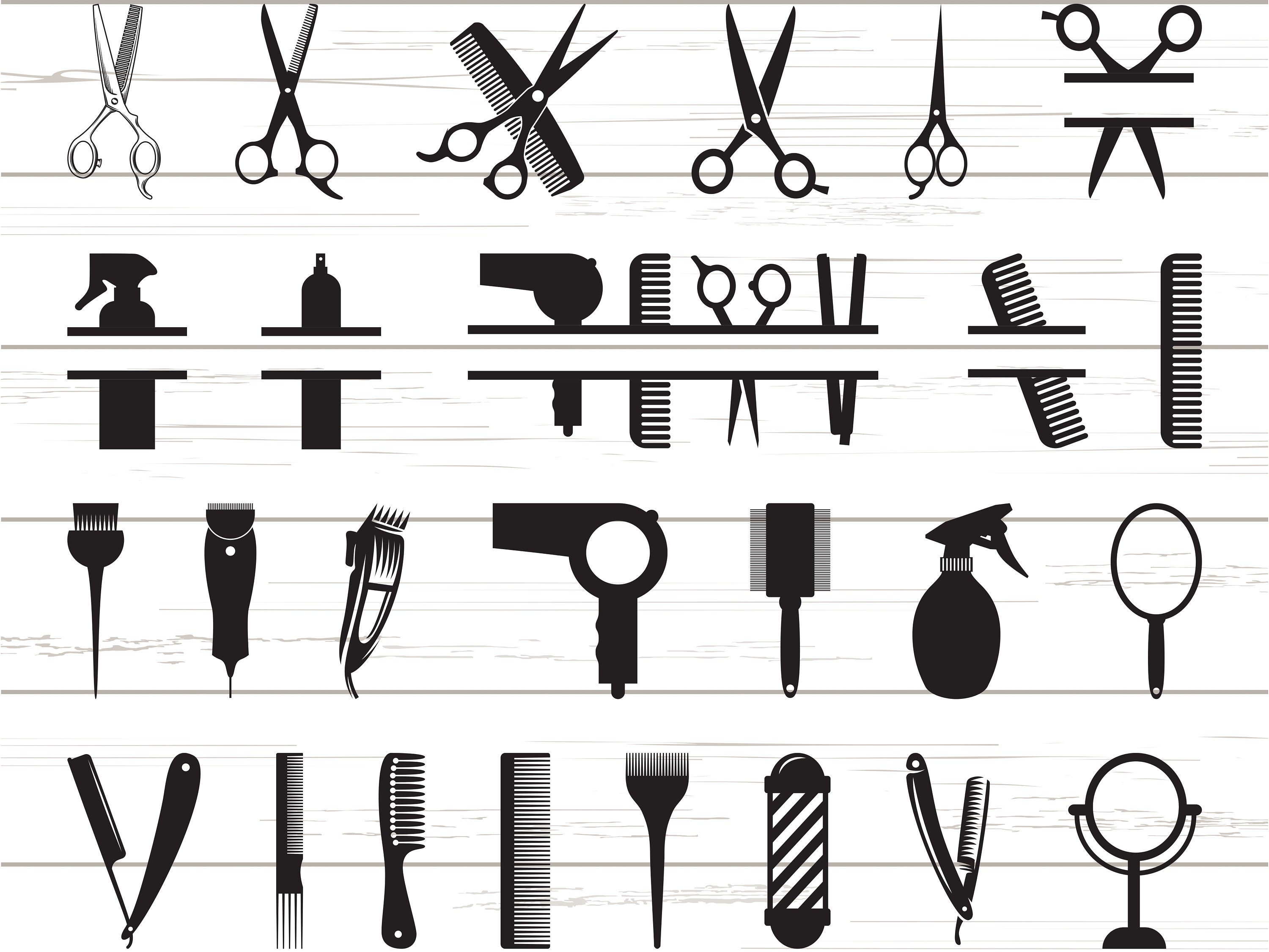 Hairdresser Svg Barber Tools Svg Commercial Use Monogram Etsy