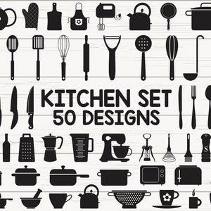 Kitchen SVG/ Cooking SVG/ Kitchen Clipart/ Cooking Utensils SVG/ Cut Files/ Silhouette/ Cricut