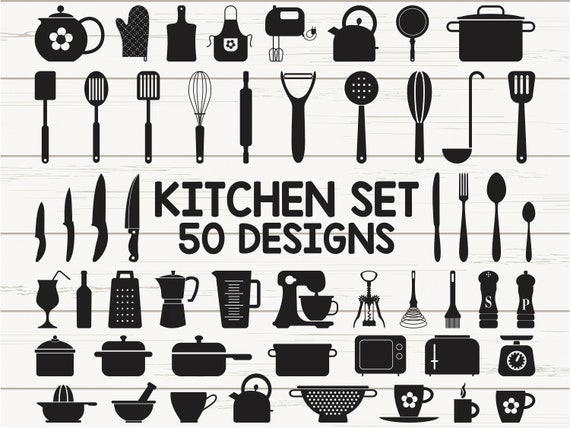 Baking SVG Kitchen Utensils SVG, Cooking Clipart, Baking Cut File, Cricut,  Silhouette DXF, Black and White, Baking Graphic, Bakery, Recipe (Instant  Download) 