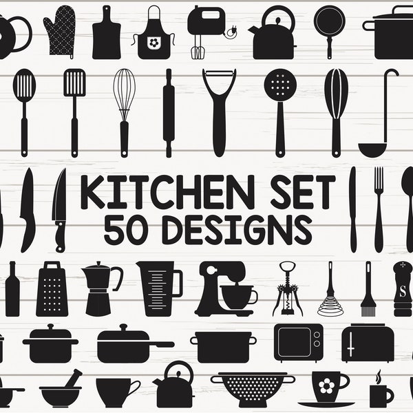 Küche SVG / Kochen SVG / Küche Clipart / Kochutensilien SVG / Cut Dateien / Silhouette / Cricut