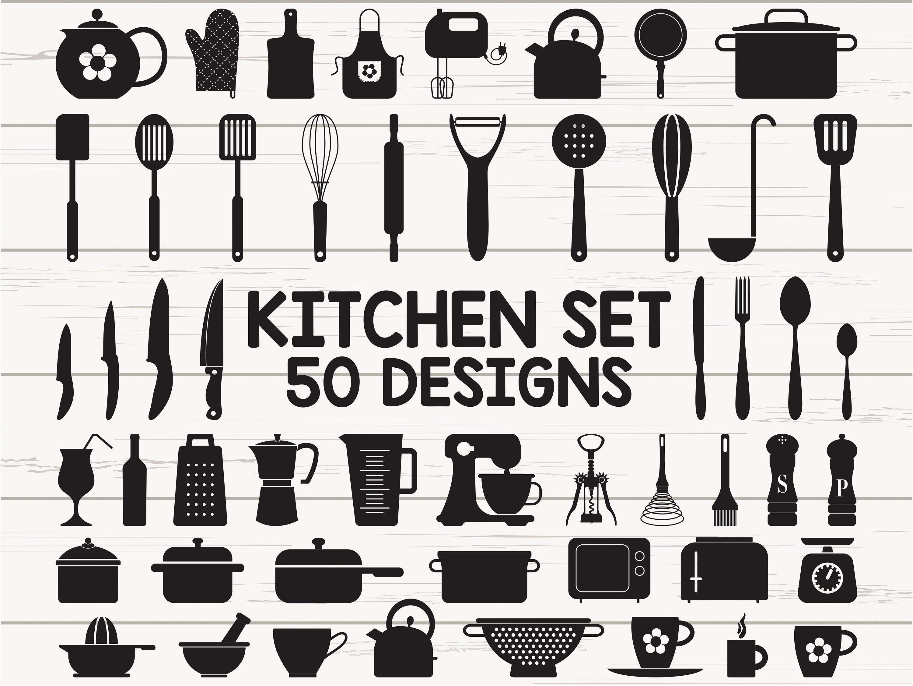 Download Kitchen Clipart Cooking Utensils Svg Cut Files Silhouette Cricut