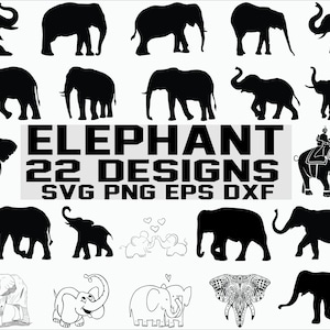Elefante in formato SVG / elefanti in formato SVG / vita selvaggia in formato SVG / animali dell'Africa in formato SVG / file di taglio / per cricut e altre macchine / file di taglio / vettoriale