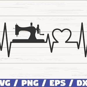 Nähen Herzschlag SVG / Nähmaschine SVG / Cut File / Cricut / Love Sewing SVG