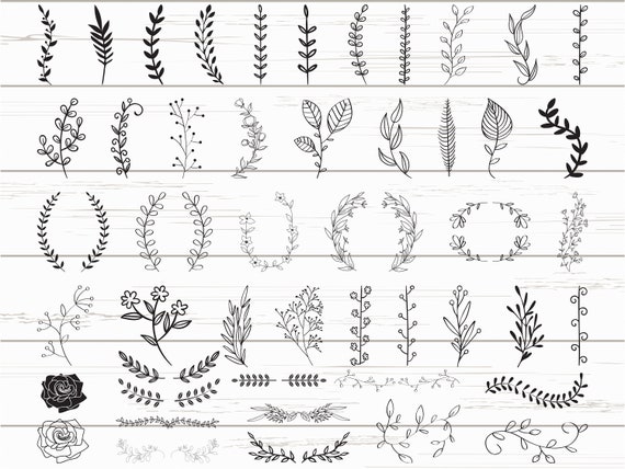 Download Hand Drawn Leaves Svg Cut Files Files For Cricut Silhouette Clipart Vector