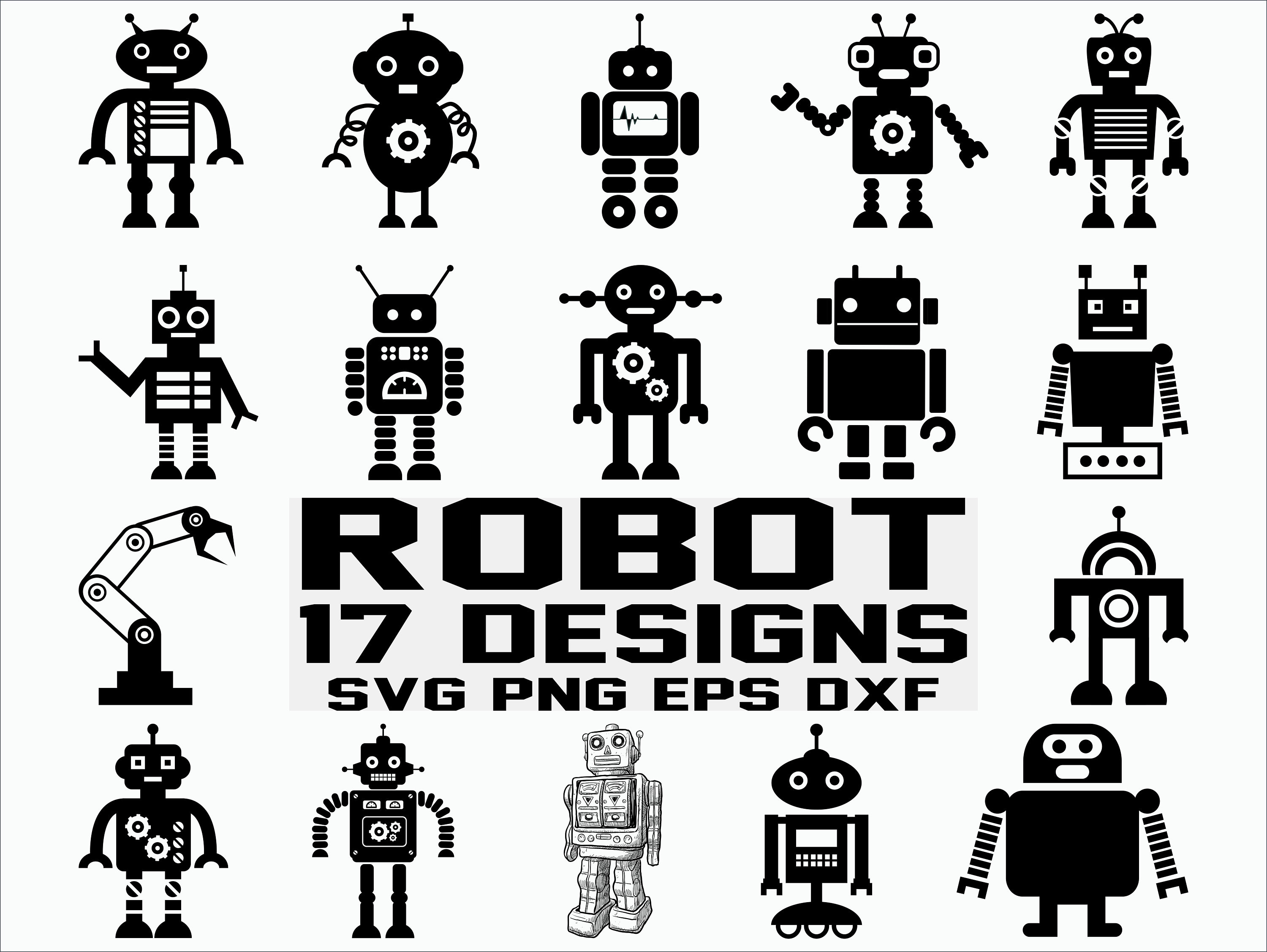 Robots Svg Cut File Clipart Downloads Robot Clipart Svg Sc369 Robot