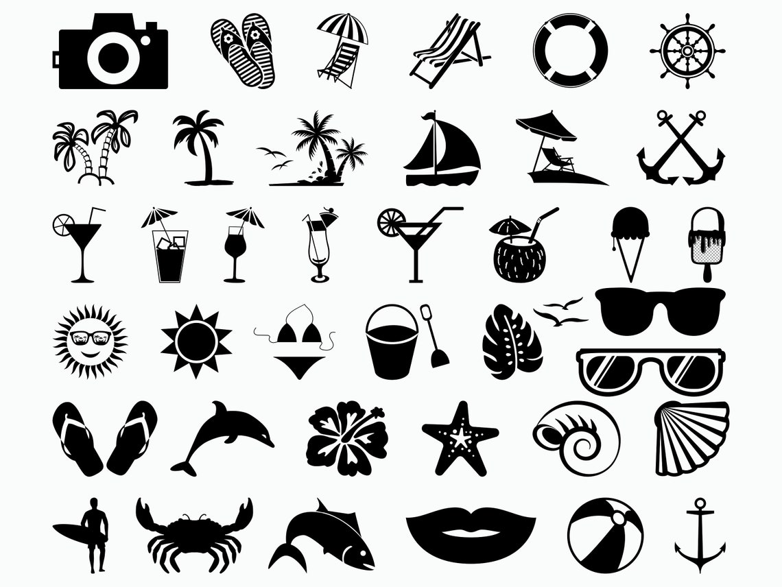 Beach SVG Bundle / Summer SVG Bundle / Clipart/ Cut Files / | Etsy