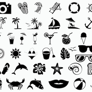 Strand SVG bundel/zomer SVG bundel/clipart/gesneden bestanden/Cricut/afdrukbare/silhouet/vector/DXF