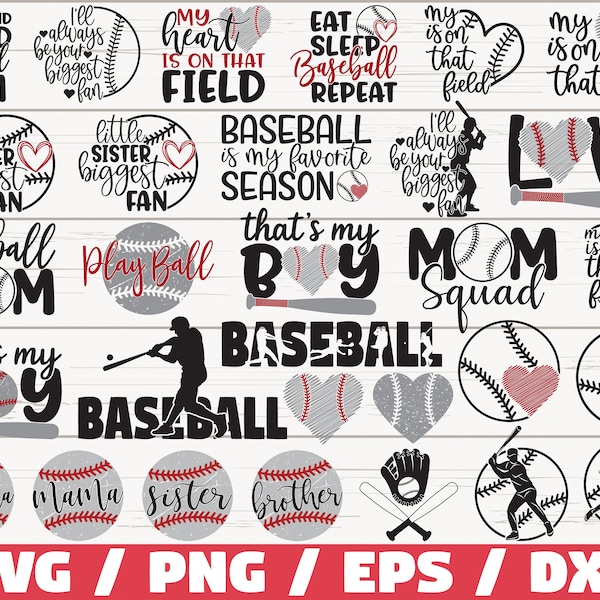 Basebollpaket SVG / Basebollmamma SVG / Basebollfan SVG / Basebolltröja / Basebollkärlekssvg / Klippfiler / Cricut / Kommersiellt bruk