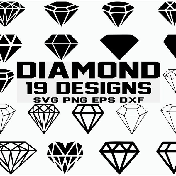 Diamond SVG/ Wedding Diamond SVG/ Diamond Clipart/ Silhouette/ Cut Files/ Cricut/ Vector